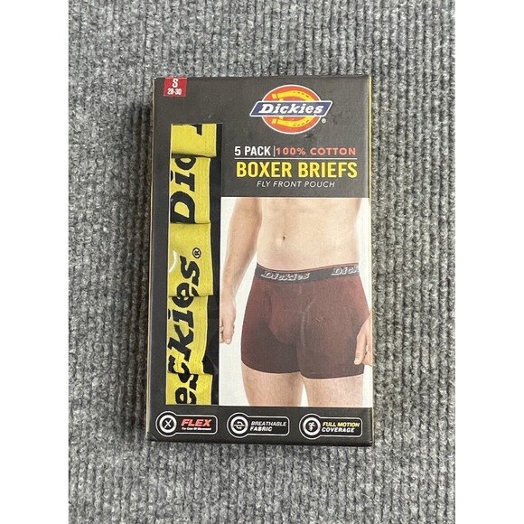 Dickies Boxer Briefs Size Small 5 Pack 100% Cotton Fly Pouch Black Underwear NEW - Picture 2 of 7